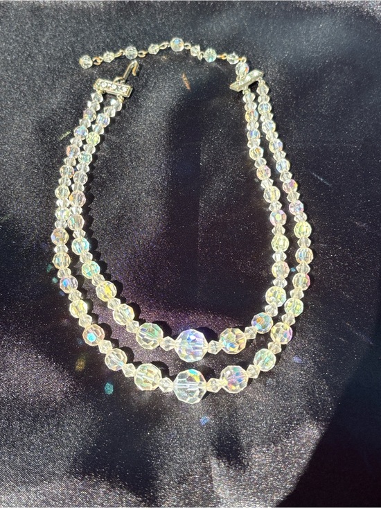 Jewelry - Vintage Aurora Borealis Crystal Faceted Double-Strand Necklace Chocker